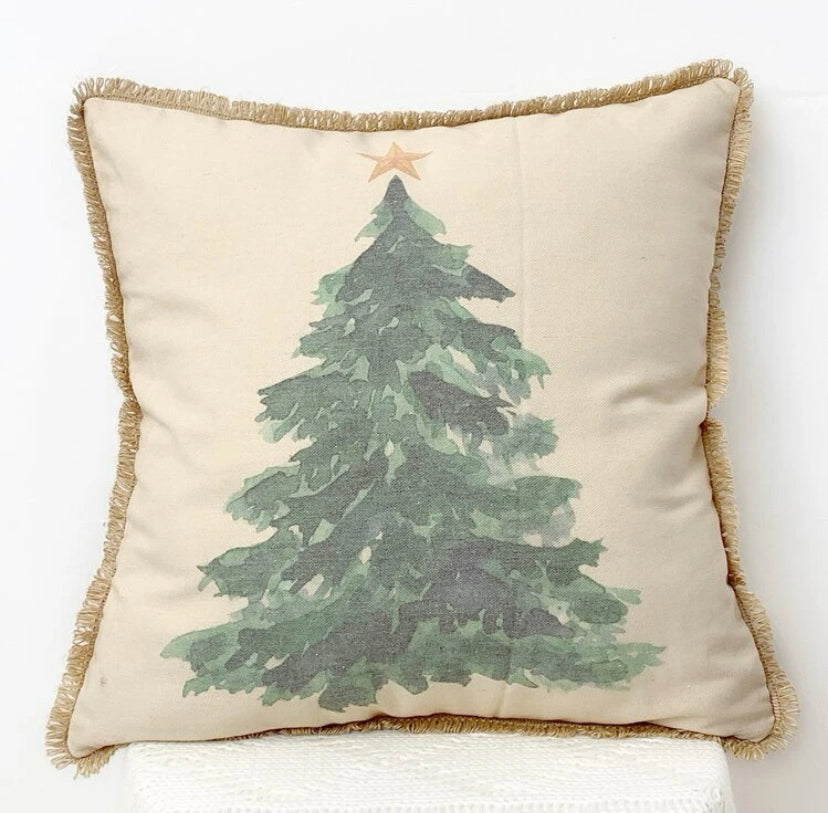 Fringe trim tree cushion cover