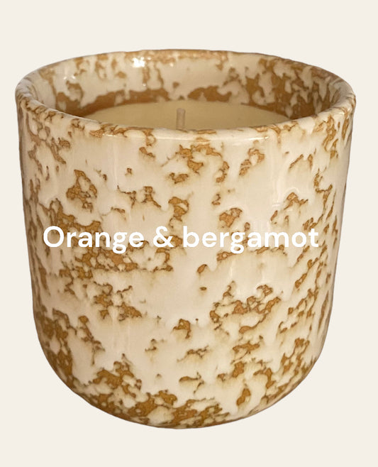 Ceramic jar candle orange and bergamot